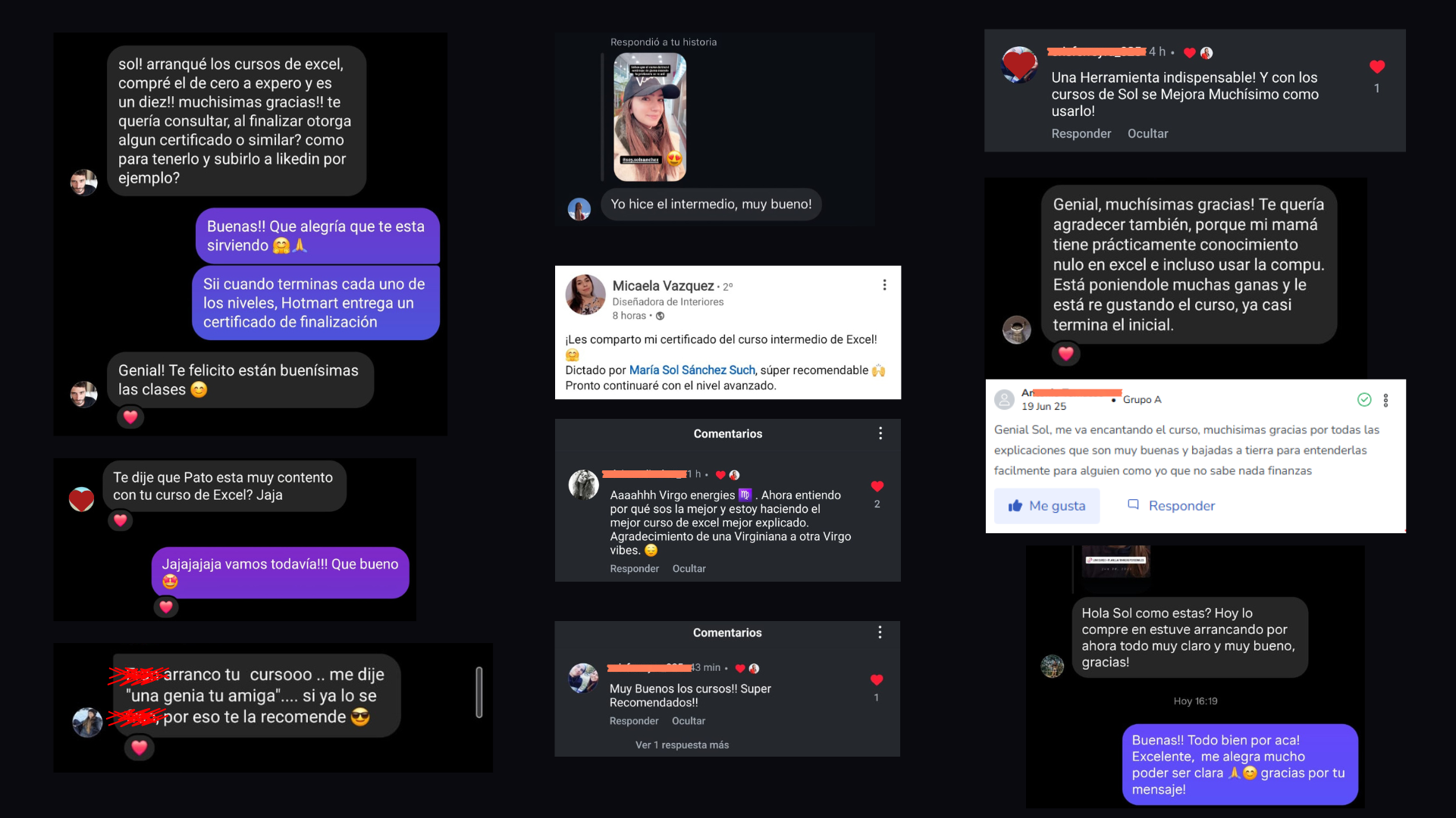 Testimonios de los cursos de Sol Sánchez Such